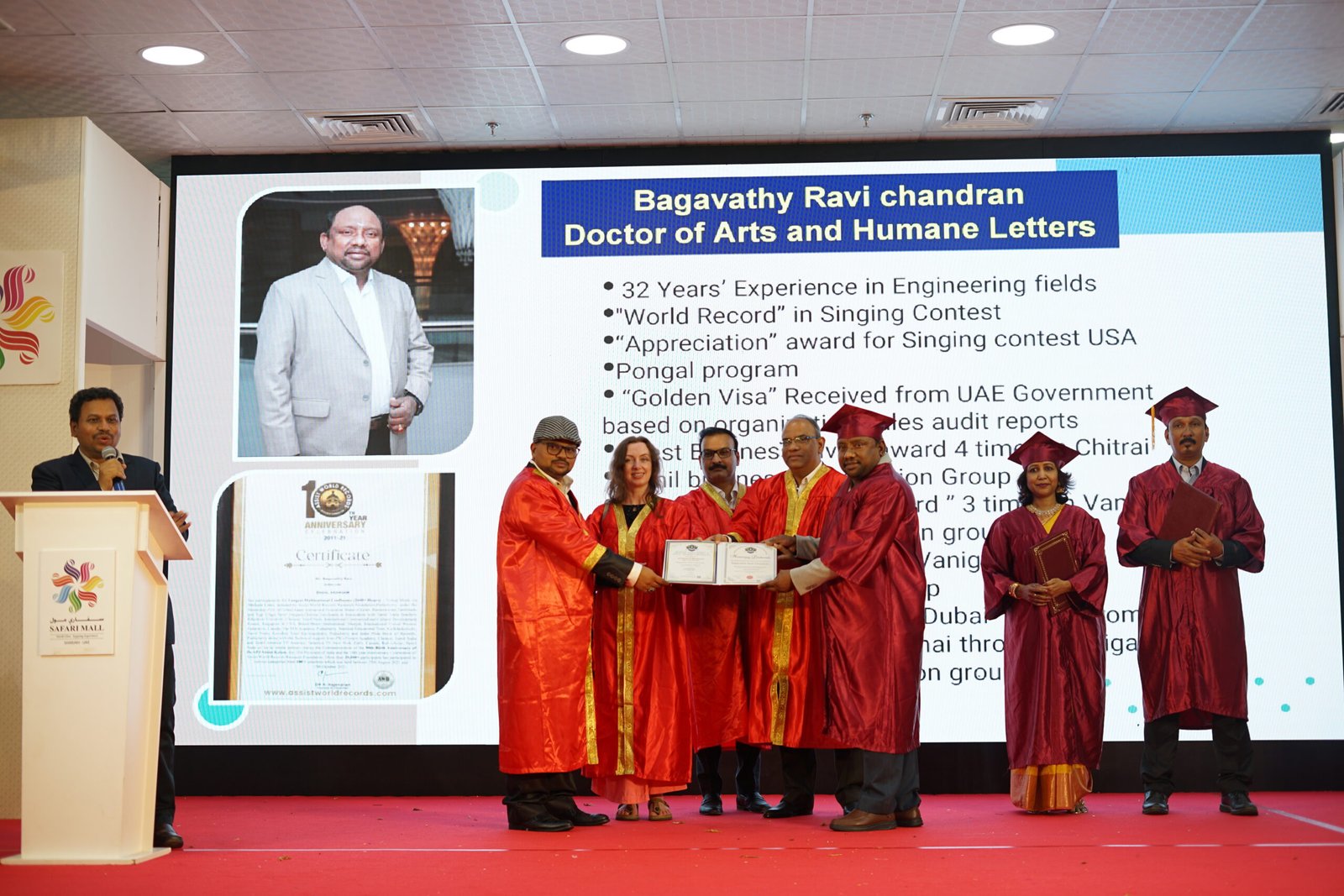 Mr.Bagavathy Ravi chandran -Doctor of Arts and Humane Letters